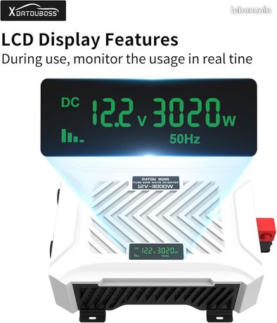 Onduleur convertisseur électrique transformateur de courant de 12v DC à 220v AC 6000 watts avec prise européenne 220V