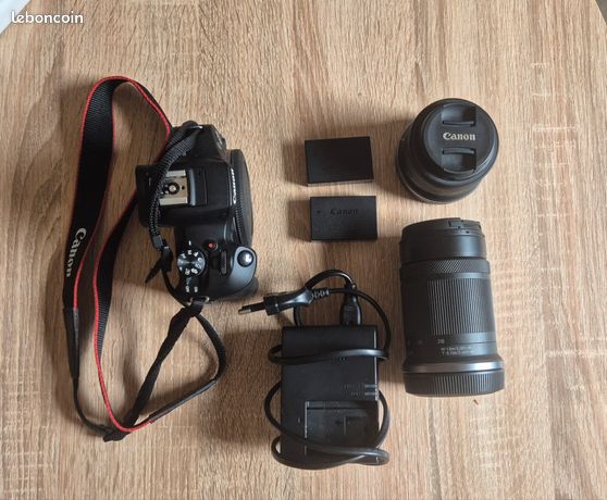 Pack Appareil photo hybride Canon EOS R100 Noir + Objectif RF-S 18-45mm f/4.5-6.3 IS STM + Objectif RF-S 55-210 mm f/5-7.1 IS STM + 2ème batterie + chargeur