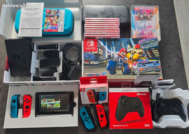 Pack Console Nintendo switch Mario Kart + Manettes + Jeux + Saccoche de rangement + Carte SD