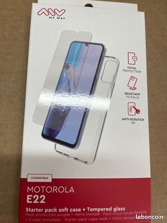 Pack coque souple + verre trempe motorola E22
