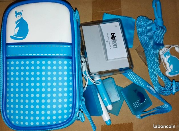 Pack house pochette chat bleu double ouverture 3ds Dsi dslite
