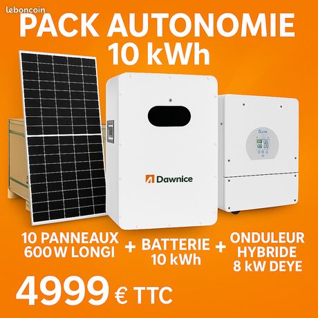Pack solaire 10 kWh + 10 panneaux 4999 TTC