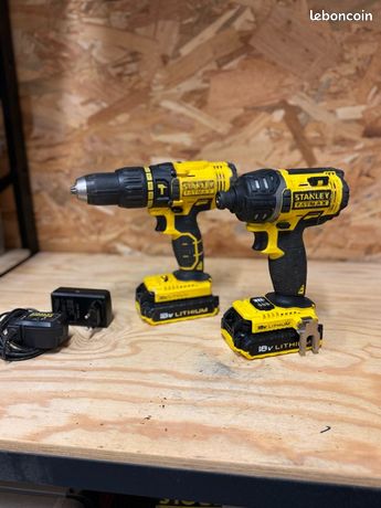 Pack Stanley Fatmax 18V Perceuse + Visseuse à chocs + 2 batteries + chargeur
