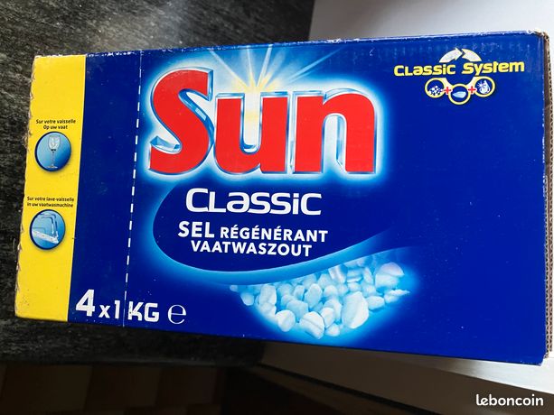 PACK de 4 BOITES de 1 kg de SEL REGENERANT SUN CLASSIC SYSTEM pour LAVE-VAISSELLE