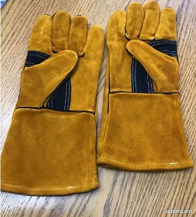 Paire de Gants manche 37cm gant Cuir Vache Soudure Protection Isolation Thermique soudeur Forgeron protège chaleur froid protection