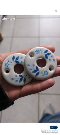 Paire plaques propreté PORCELAINE DELF LIMOGES