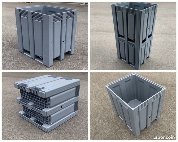 Palox alimentaires 120 x 100 x 120 cm, gris, empilables