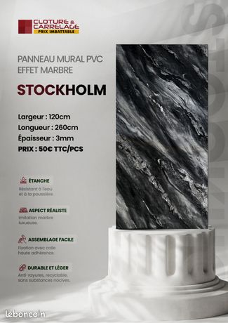 panneau décoratif PVC effet marbre 120x260cm 50