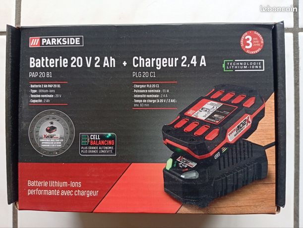 Parkside Batterie 20 Volts 2 Ah + chargeur 24 Ah Neufs