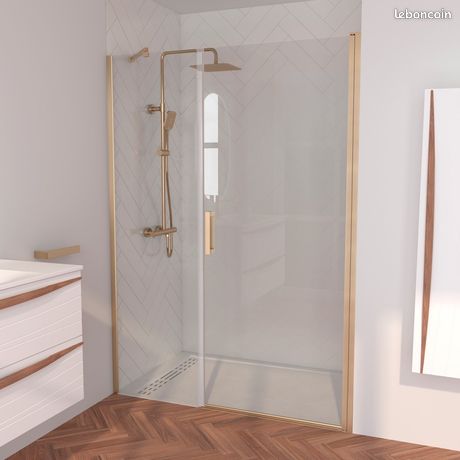 Paroi de douche MAPAL porte pivotante 200x70 cm porte + 30 cm fixe verre transparent profilé chromé