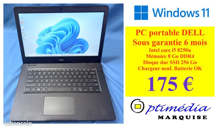 PC dell windows 11 garantie. Core i5 8250 . 8 Go . 256 Go. A Marquise