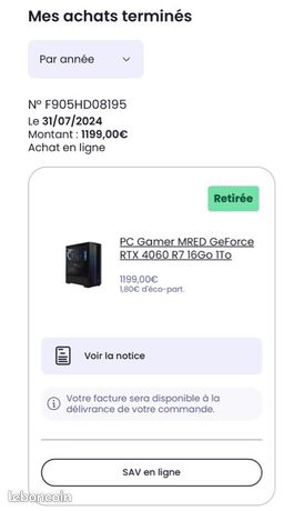 PC Gamer Mred GeForce RTX 4060 R7 16Go 1To