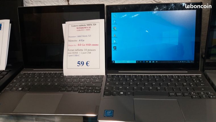 PC tablette tactile 10 pouces lenovo avec clavier. Sous windows. Chargeur neuf