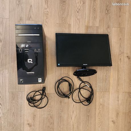 PC Compaq AMD Sempron + écran 21,5" Windows 10 Pro