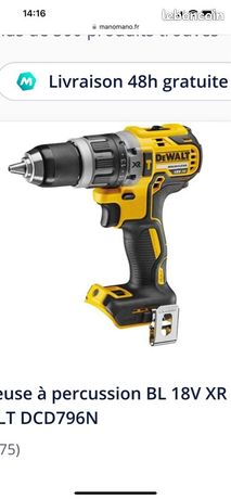 Perceuse visseuse à percussion dewalt 18v brushless