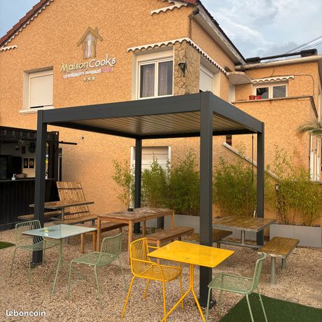 Pergola alu bioclimatique gris prix usine bas