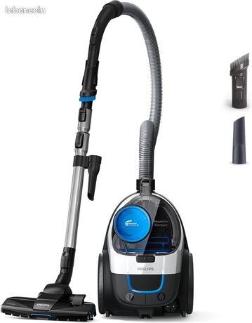 Philips PowerPro Compact Série 3000 Aspirateur sans Sac, 900 W, Avec Filtre HEPA et Brosse TriActive, Bleu (FC9332/09)
