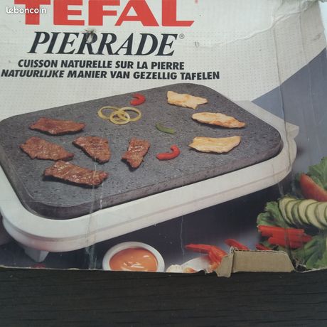 Pierrade électrique TEFAL 8 convives p/grillades viandes poissons légumes fruits. Très bon état - pierre de cuisson très propre
