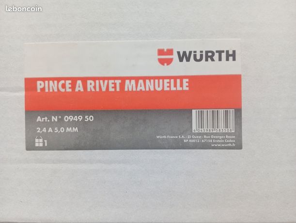 Pince à rivets Würth professionnelle Neuve
