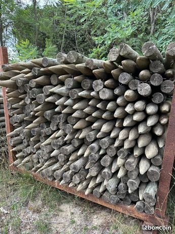 Piquets bois en pin 2m – diamètre 8/10 – 2  pièce