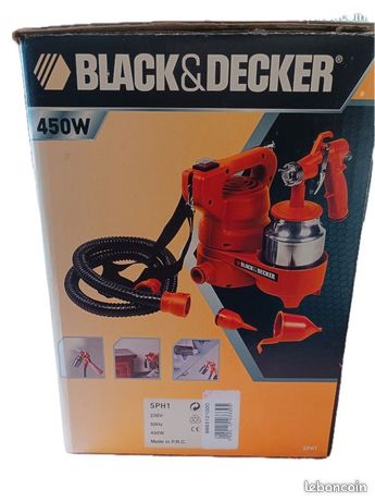 Pistolet à peinture électrique Black & Decker Très bon état de marche. Peu servi. Complet dans sa boite d'origine