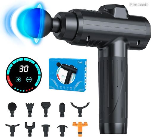 Pistolet de massage appareil de massage musculaire portable avec 10 têtes de massage doté de la technologie de glissement silencieuse puissante percussion sans fil à main