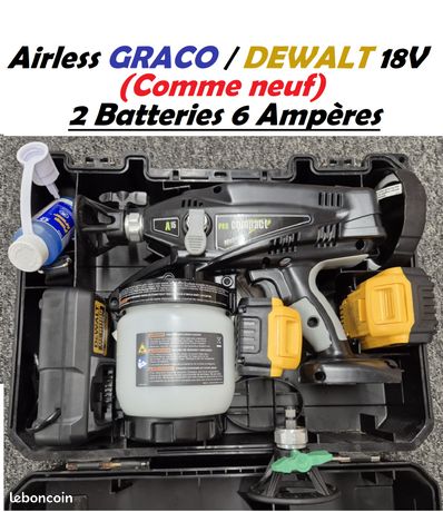Pistolet peinture Airless GRACO / DEWALT Portatif sans fil 18V à batterie 6 ampères 138 Bars ultramax minimaxeasymax magnum Truecoat