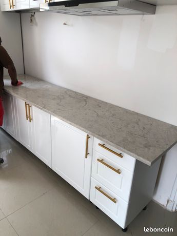 Plan de travail marbre naturel gris et beige