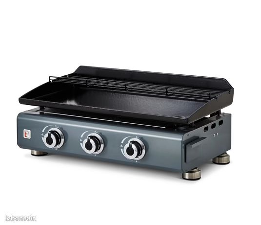 Plancha à gaz Silvia IIG 3 feux plaque inox l.67 x H.245 x P.41 cm