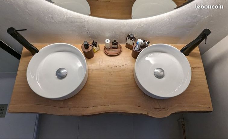 Planche bois brut plan vasque sur mesure