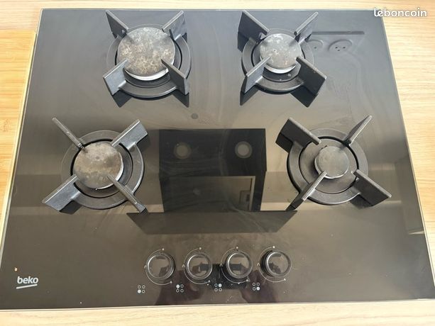 Plaque de cuisson gaz Beko HING642202SB 4 foyers verre