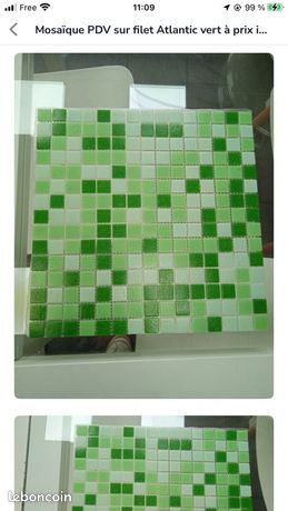Plaque de mosaïque vert sur filet à très bon prix