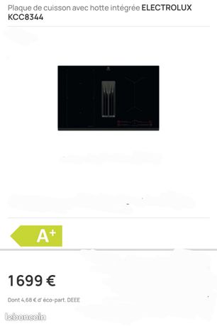 Plaque induction avec hotte intégrée électrolux