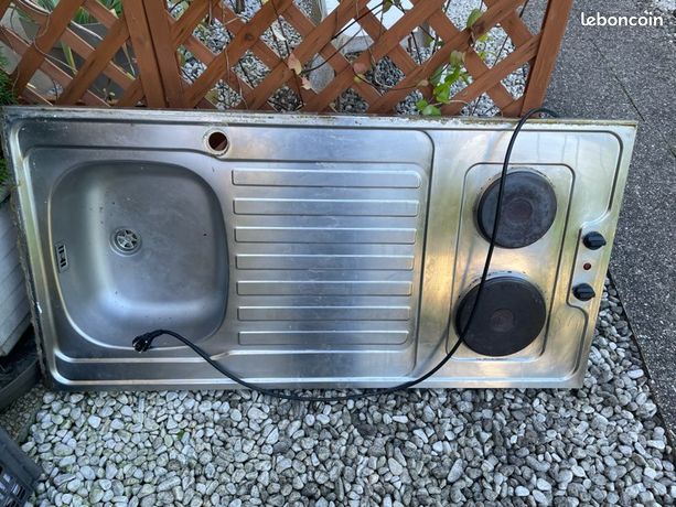 Plaque inox évier et cuisson électrique