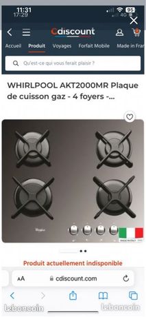 Plaque de cuisson gaz WHIRLPOOL