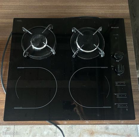 Plaque mixte Brandt TI1013B 2 zones induction + 2 foyers gaz