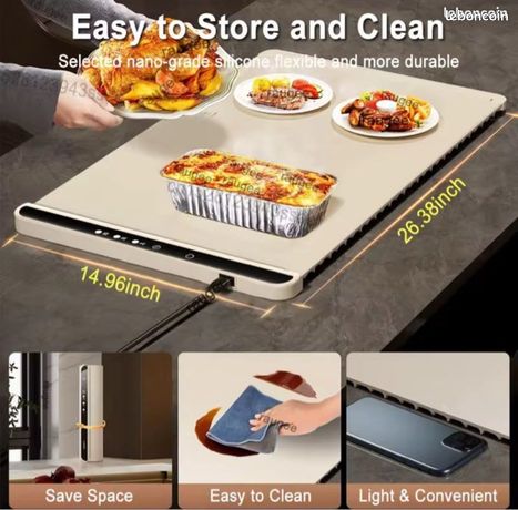 Plateau chauffe plat électrique pliant 220v 67x38 cm