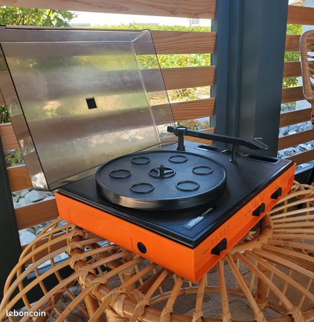 Platine tourne disque vinyle RFT Combo Bazin orange vintage années 70 /80