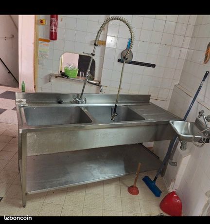 Plonge inox double 180 cm x 70 cm