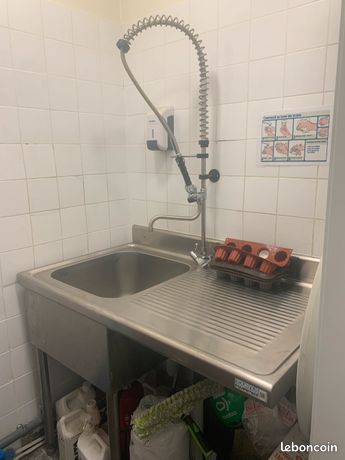 Plonge lave vaisselle inox + douchette mélangeuse avec robinet à gachette