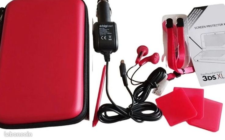 Pochette 3ds xl rouge + accessoires dsi xl ds phat fat