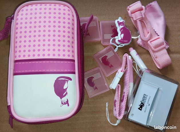 Pochette house chat ros et accesoire pour 3ds Dsi dslite