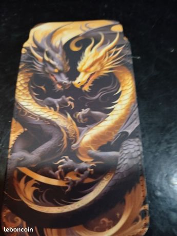 Pochette téléphone simili cuir motif dragon neuf
