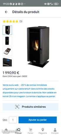 Poêle à granulés 7.6 kw 1390 valeur 1990