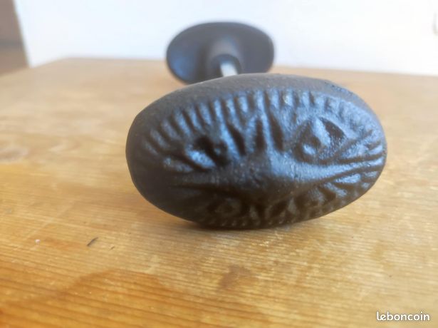 Poignée Bouton double fonte noir pour portail