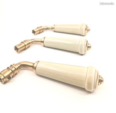 Poignée de porte porcelaine blanc cassé beige plaque de propreté Limoges