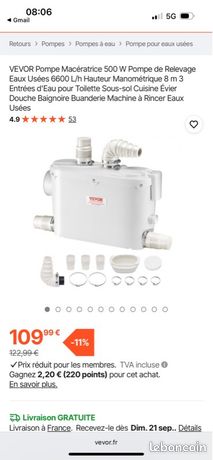 Pompe de relevage vevor maceratrice