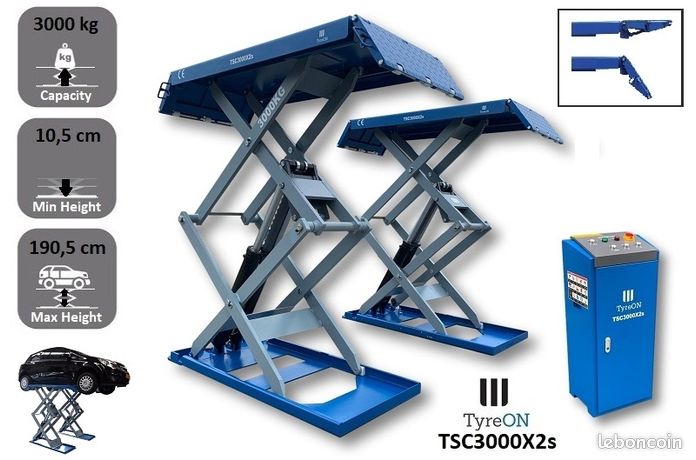Pont élévateur double ciseaux 3T H190 cm 220V ou 380V capacité 3000 kg et