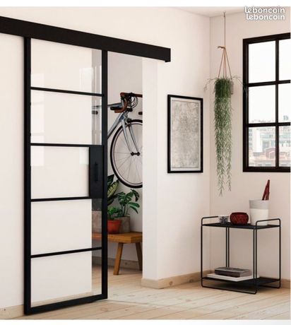 Porte coulissante vitrée Chloé noir