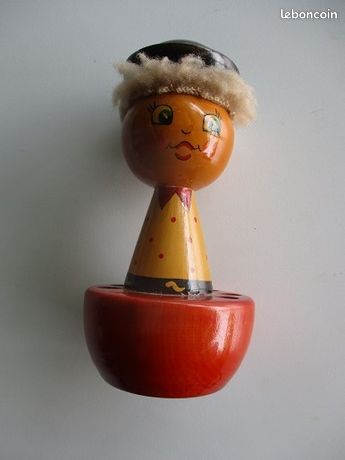 Porte crayon personnage bois peint et vernis